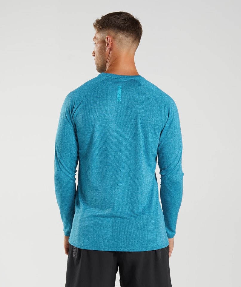 Men's Gymshark Apex Long Sleeve T-Shirts Turquoise | NZ 0USWIH